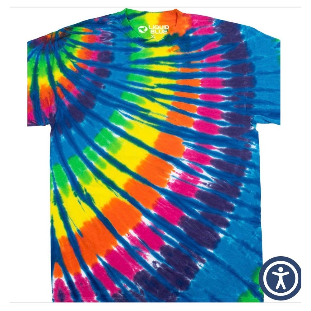 NWT. Liquid Blue, Rainbow Blue Streak, Tie Dye‎ T-Shirt. Unisex Medium